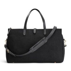 CUYANA - Black Leather Trim Canvas Triple Zipper Luggage Travel Weekender Bag